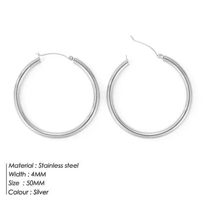 Classic Stainless Steel Ear Buckle Gold Small Large Circle Hoop Earrings