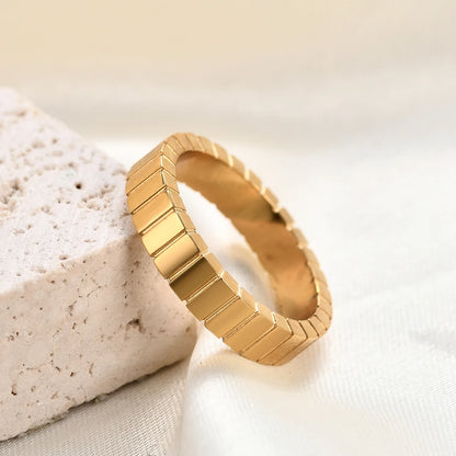 Zircon Checkered Couple Striped Geometric Ring