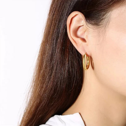Classic Stainless Steel Ear Buckle Gold Small Large Circle Hoop Earrings