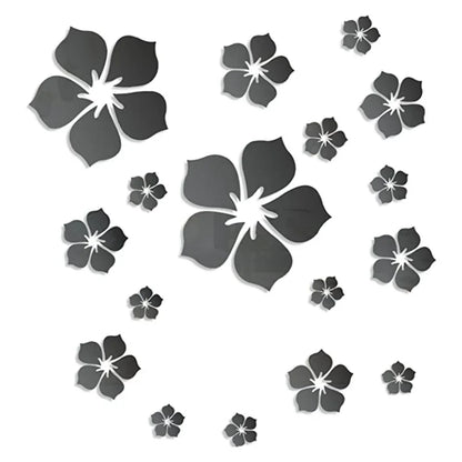 18Pcs 3D Flower Mirror Wall Stickers Home Decoration
