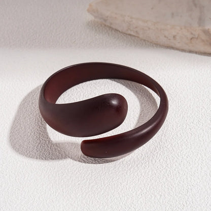 Coffee Wood Cuff Smudging Bangles Hip Hop Geometric Brown Acrylic Resin Wide Bracelets