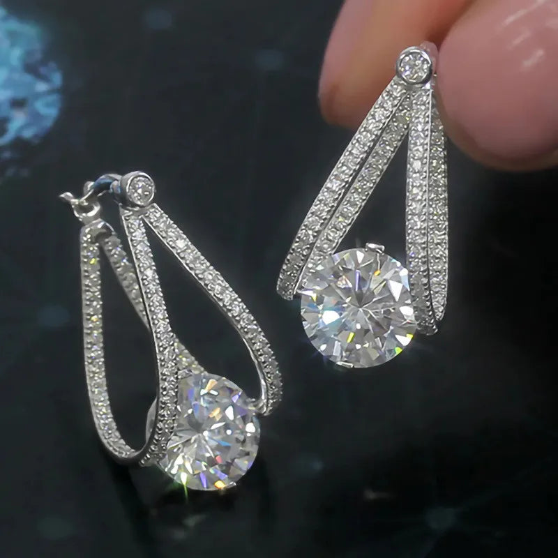 925 Sterling Silver Hoop Crystal Earrings