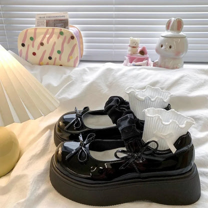 Elegant Bow Princess Glossy Velcro Girls' Casual Shoes