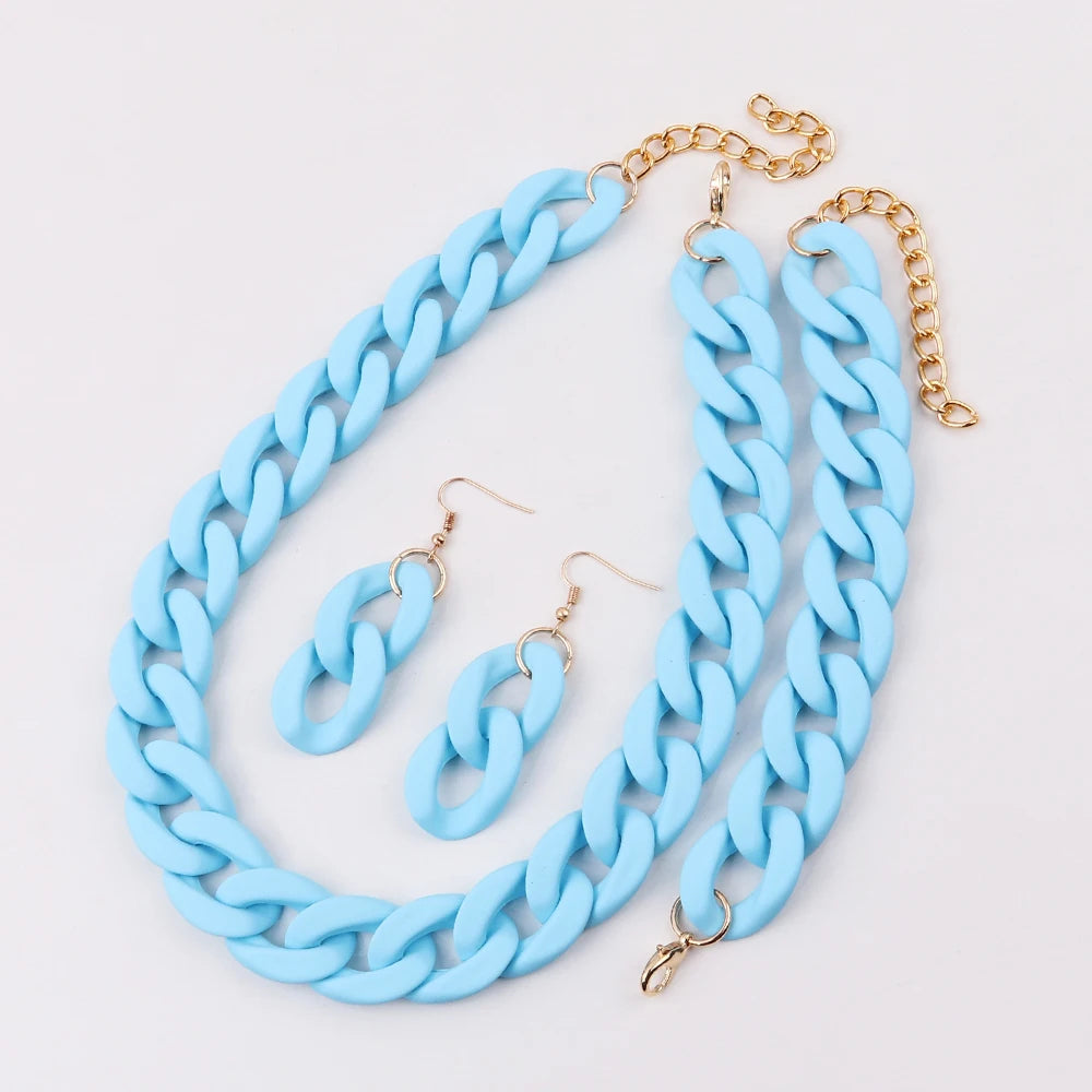 Fish Sheep Acrylic Chunky Chain Choker Necklace