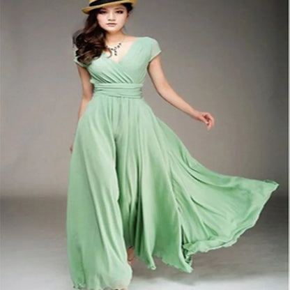Short-Sleeved Chiffon Evening Dress