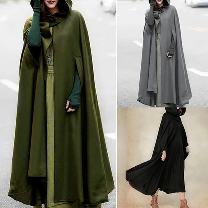 Winter Cloak Hooded Trench Coat Gothic Cape Open Front Cardigan Jacket Coat