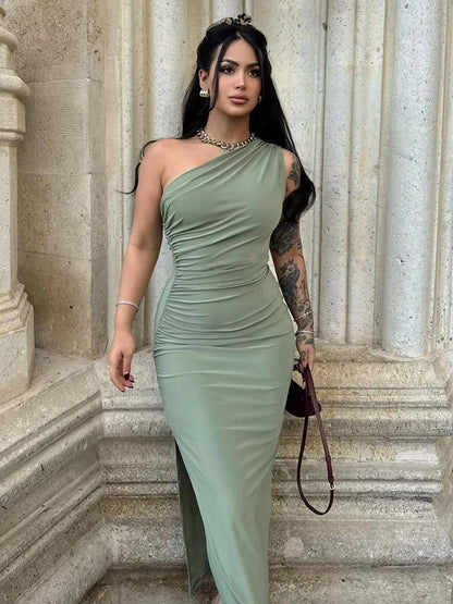 Sexy Split Sleeveless Backless Slim Maxi Dress
