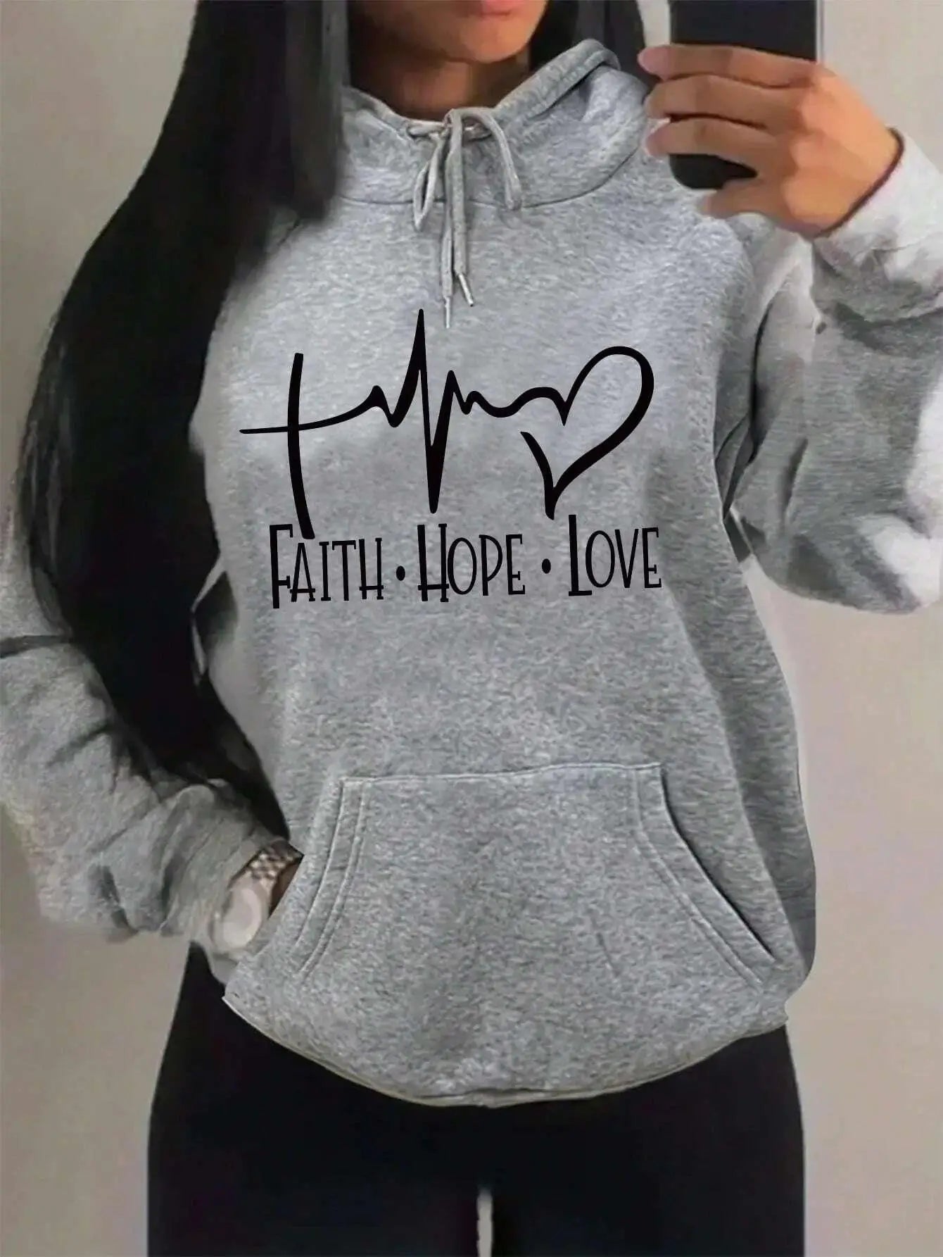 Faith Hope Love Letter Graphic Fleece Pullover
