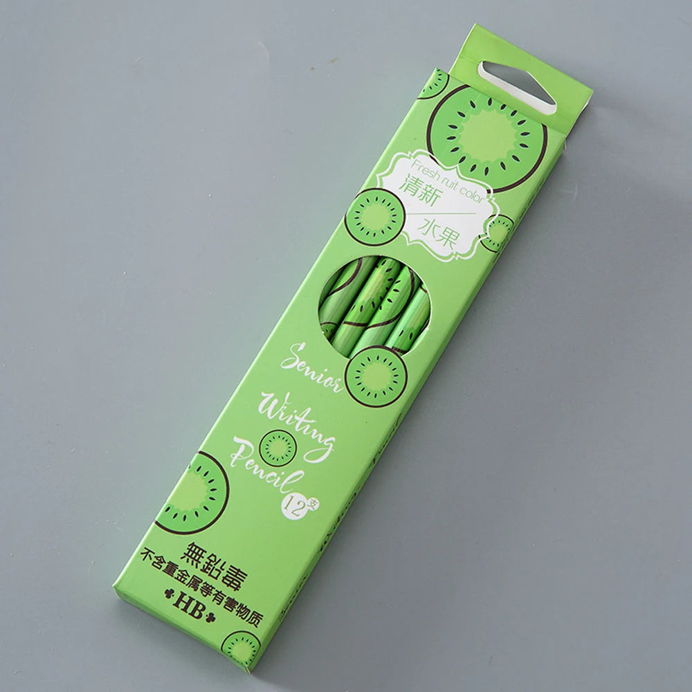 12Pcs/lot Fresh Fruits Watermelon Strawberry Standard Wood Pencil