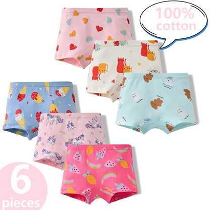 3/6 Pcs 100% Cotton Pretty Cartoon Boxer Set