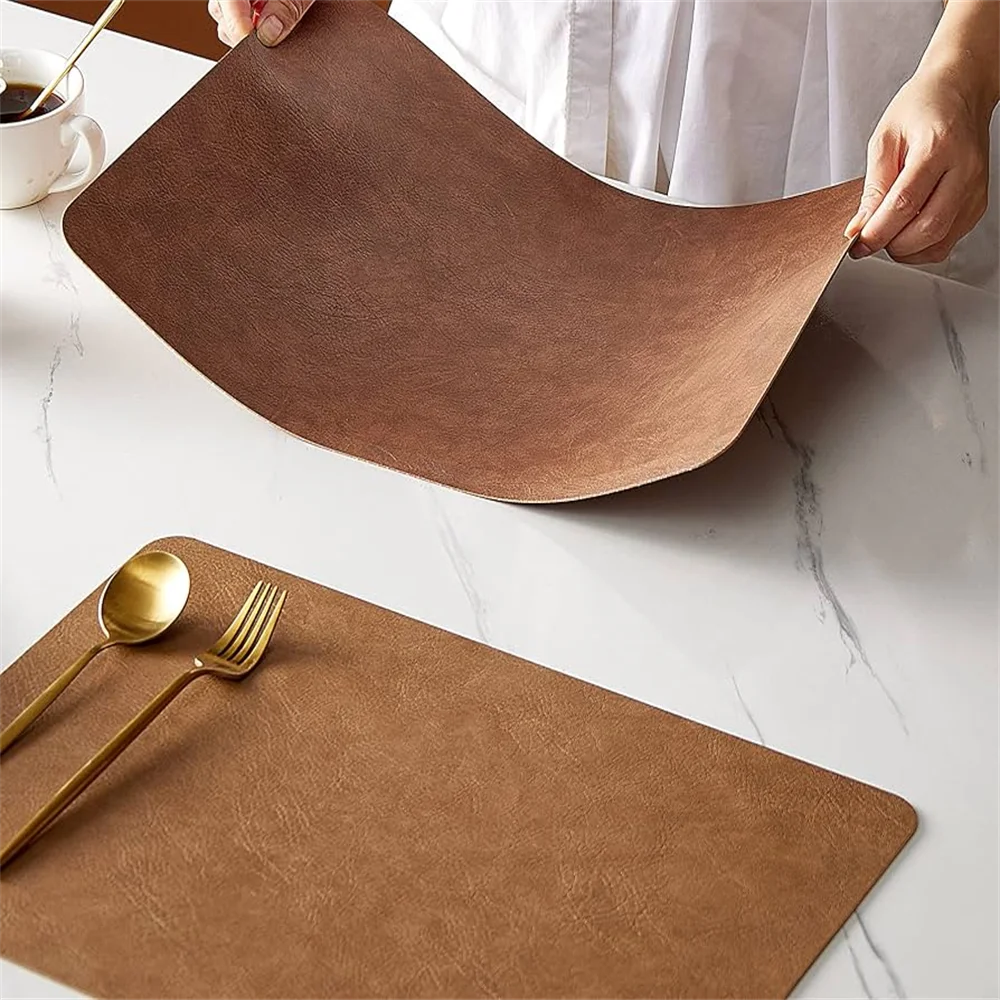 Faux Leather Placemats Set of 1/4/6pcs Table Place Mats
