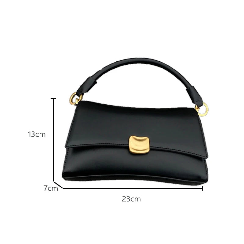 DANA Black Flap Lock PU Leather Bag