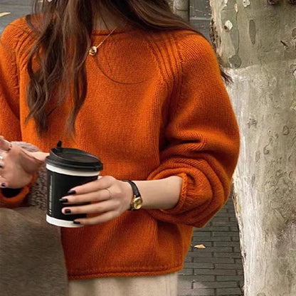 Casual O-Neck Loose Knitted Base Top Long Sleeved Jumper Pullover Sweater