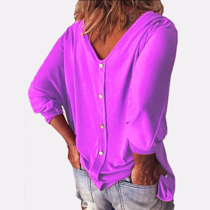 Plus Size Loose Three-Quarter Sleeve Shirt