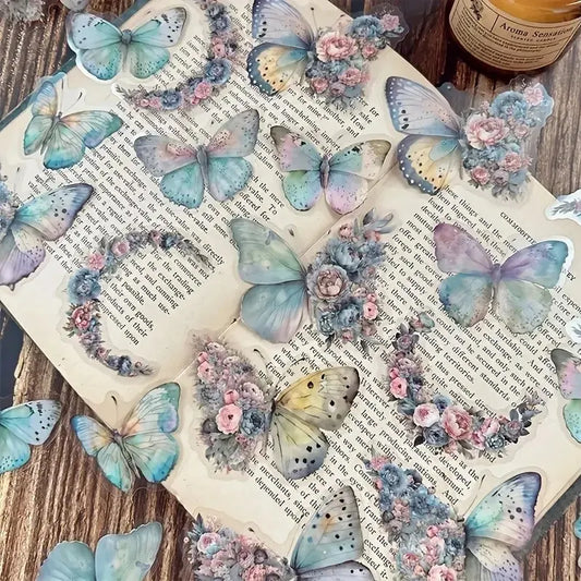 30pcs/Pack Vintage Butterfly PET Stickers DIY Decorative