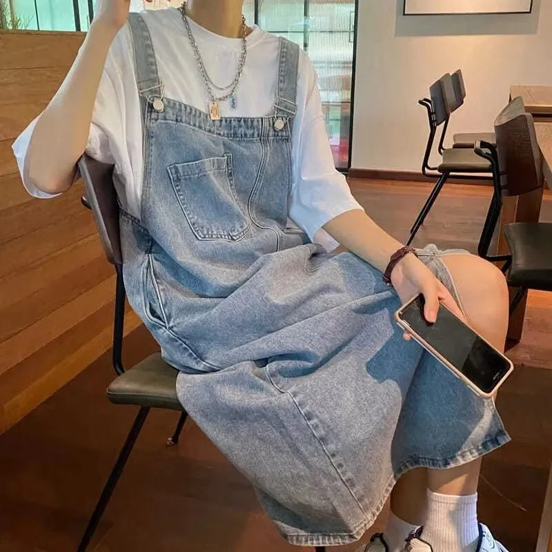 Denim Overall Sleeveless Jeans Dress