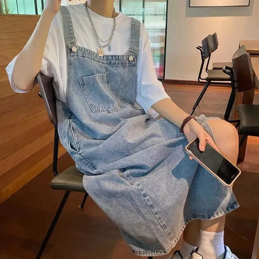 Denim Overall Sleeveless Jeans Dress