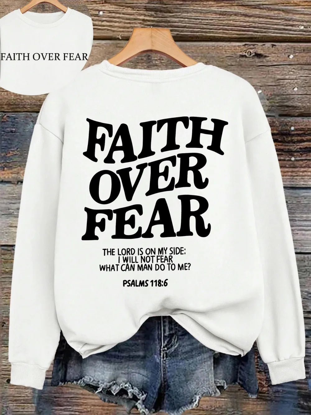 Casual Hoodies Faith Over Fear Letter Printing Sweatshirts Pocket Pullovers