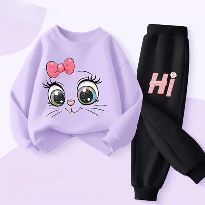 Long Sleeved Hoodies for Girls Spring Pullover Long Pant Sets