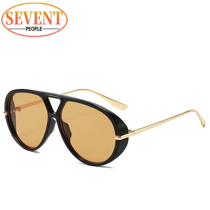 Oversized Oval Punk Pilot Sunglasses
