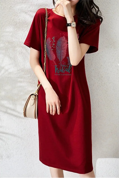 Korean-style Casual Round-neck Dress