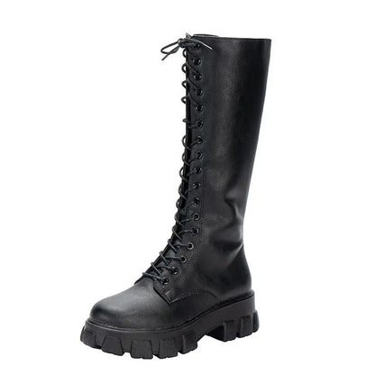 Long boot lace up non slip shoes Casual Thick soled Boots