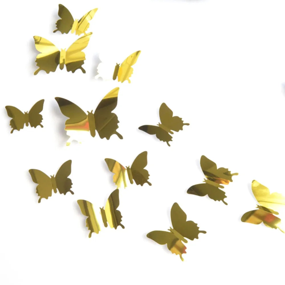 12pcs 3D Butterfly Mirror Wall Crystal Sticker