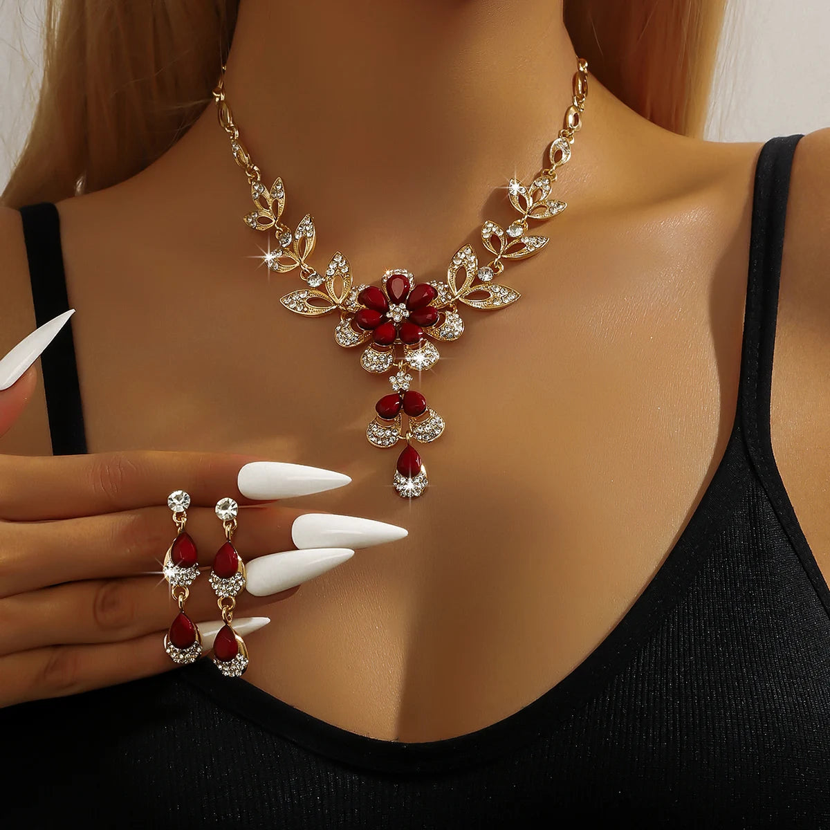 Flower Necklace Jewelry Set