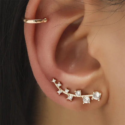 Bohemian Piercing Crystal Rhinestone Ear Cuff Wrap Earrings