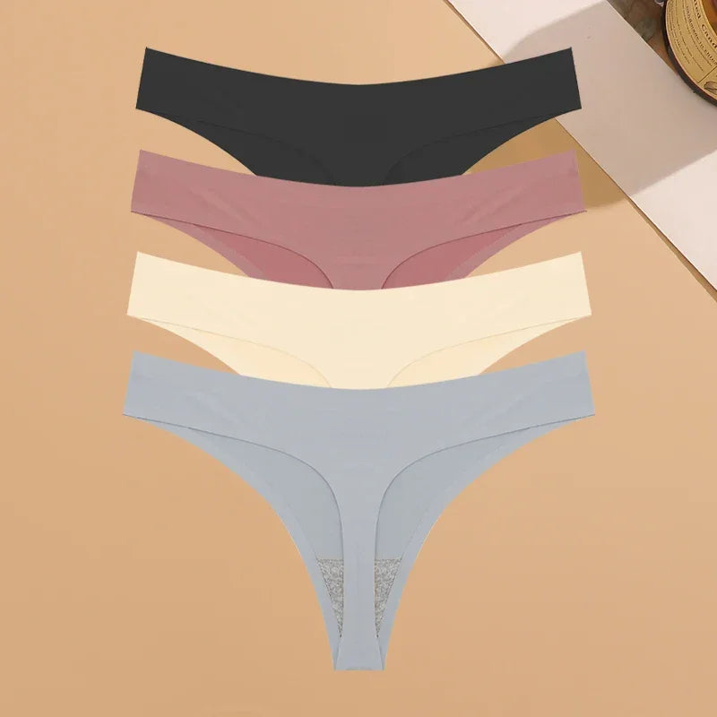 4PCS Ultra-thin Seamless Sexy Ice Silk Lingerie