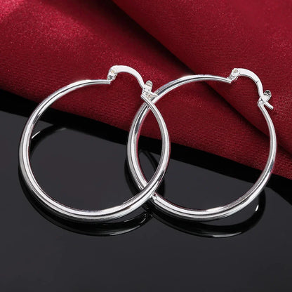925 Sterling Silver Round Circle Hoop Earrings