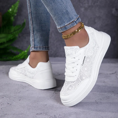 Vulcanized White Lightweight Athletic Skateboard Sneakers