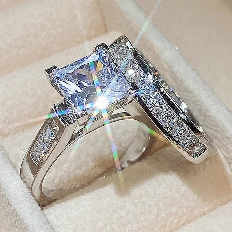 Elegant Bride Brilliant Square Zirconia Luxury Ring Set