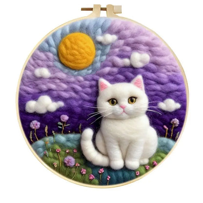CHENISTORY Diy Poke Wool Felt Animals Cat Wool Needle Felt Set