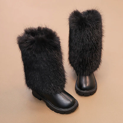 High Warm Princess Leather Soft Soled Anti-Slippery Boots