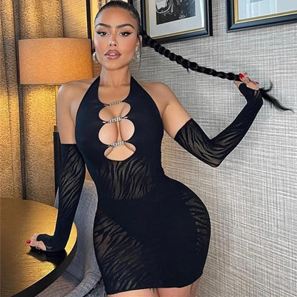 Fishnet Sexy Babydoll Slim Mini Lingerie Dress