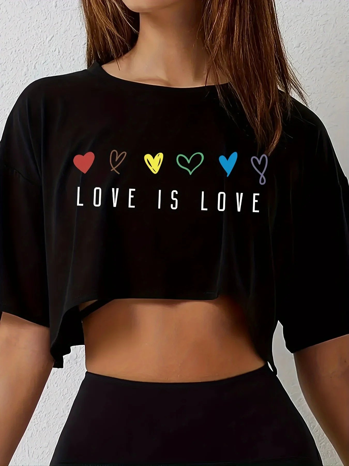 Vibrant Pride Crop Top Stretch Colorful Heart