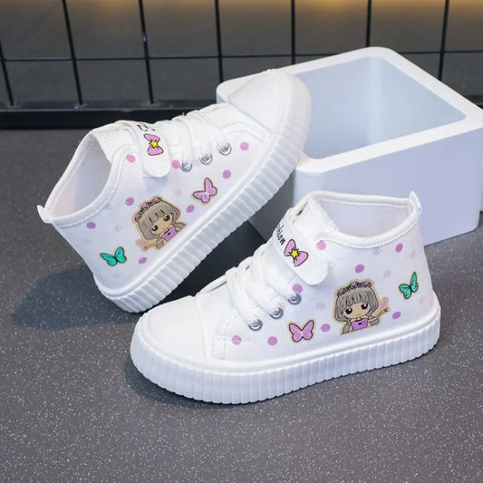 Multi Colored Cartoon Mid Canvas Shoe