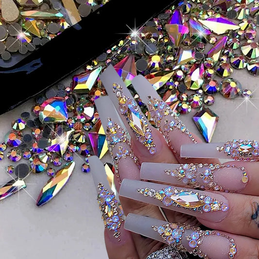 180pcs AB Flatback Glass Nail Art Rhinestones Nail Decoration
