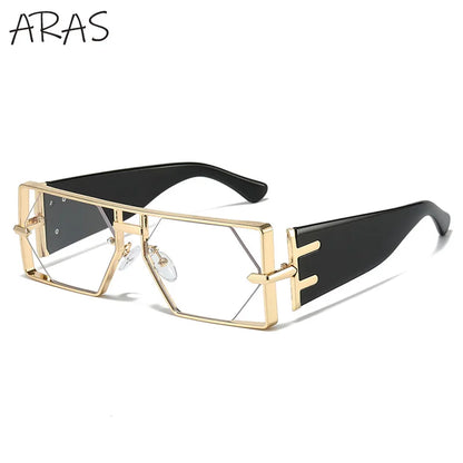 Steampunk Rectangle Metal Frame Sun Glasses