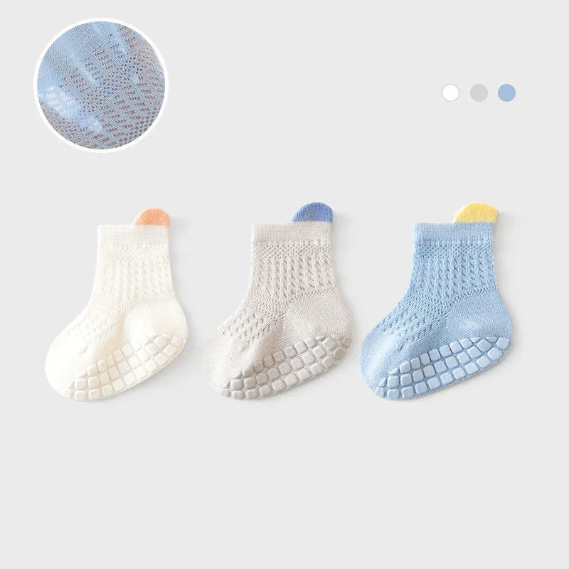 3pairs/lot 6 Colored Of Net Eye Non-slip Cotton Socks