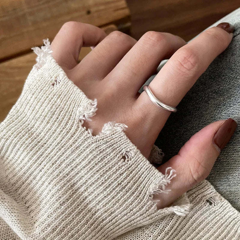 خاتم هندسي غير منتظم من الفضة الإسترلينية عيار 925