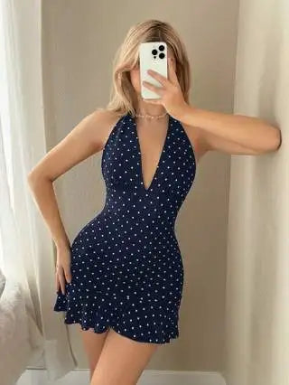 Sexy back and neck hanging casual Dress