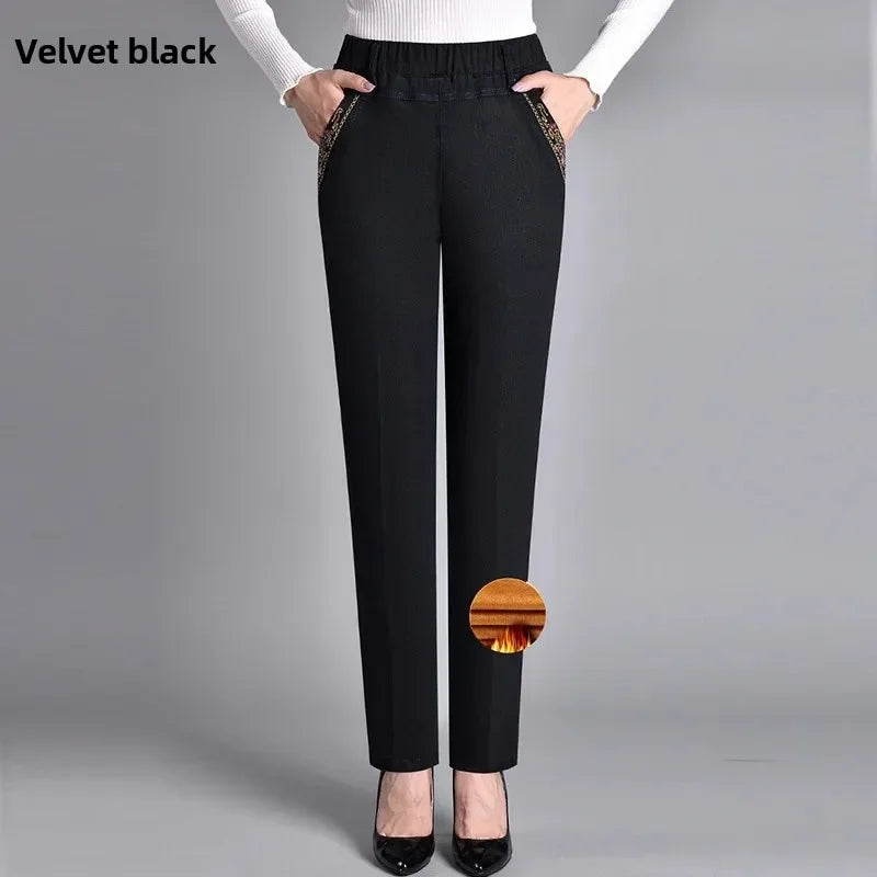 Thin Denim Loose Elastic Waist  Casual High Waist Pans