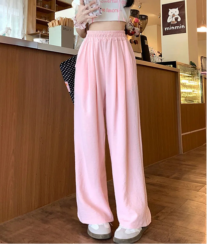 Colorful Ice Silk Baggy Straight Leg Pants