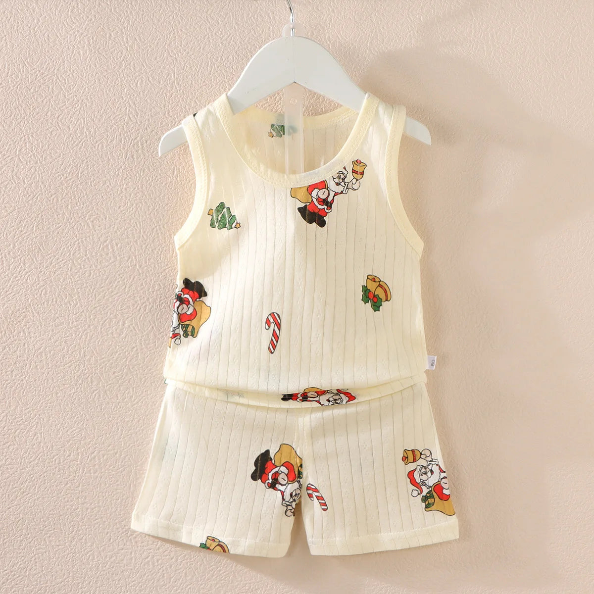 Cartoon Thin Style Sleeveless Baby Pajamas Set