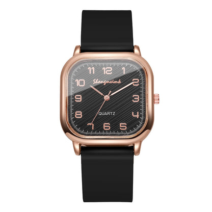 Square Casual Silicone Strap Quartz Watch