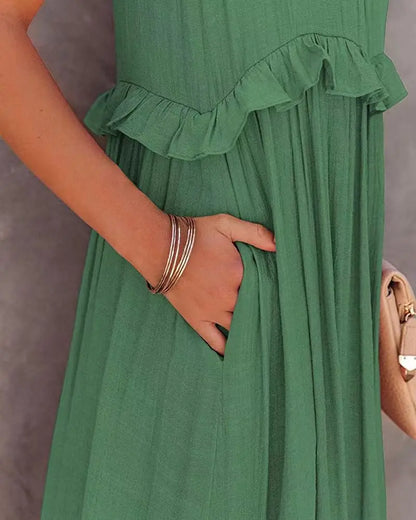 Ruffles Long Elegant Sleeveless Sundress Maxi Dress