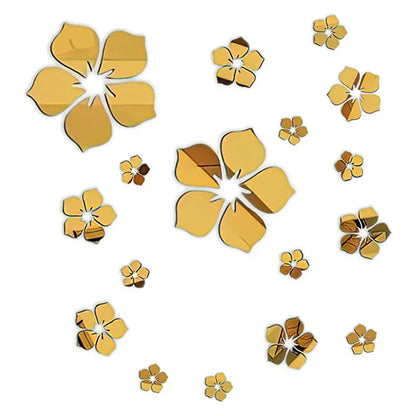 18Pcs 3D Flower Mirror Wall Stickers Home Decoration