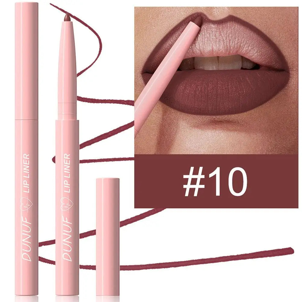 Matte Lip liner Pen 12Color Waterproof Fine Lipstick Slim Lip Outline Contour Makeup
